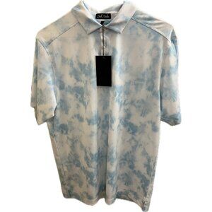 Bad Birdie Polo Shirt Mens Large White Blue Golf Geometric Pique Day Dreamin